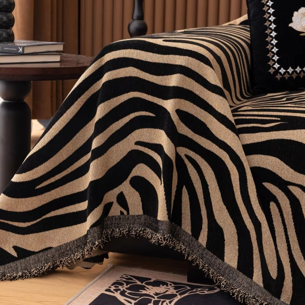 Zentara Zebra Chenille Sofa Cover - Luxurious Slipcover for Protection and Style